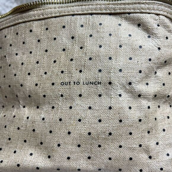 Kate Spade out to Lunch oil cloth beige & black polka dots insulated lunchbox. - Picture 9 of 9